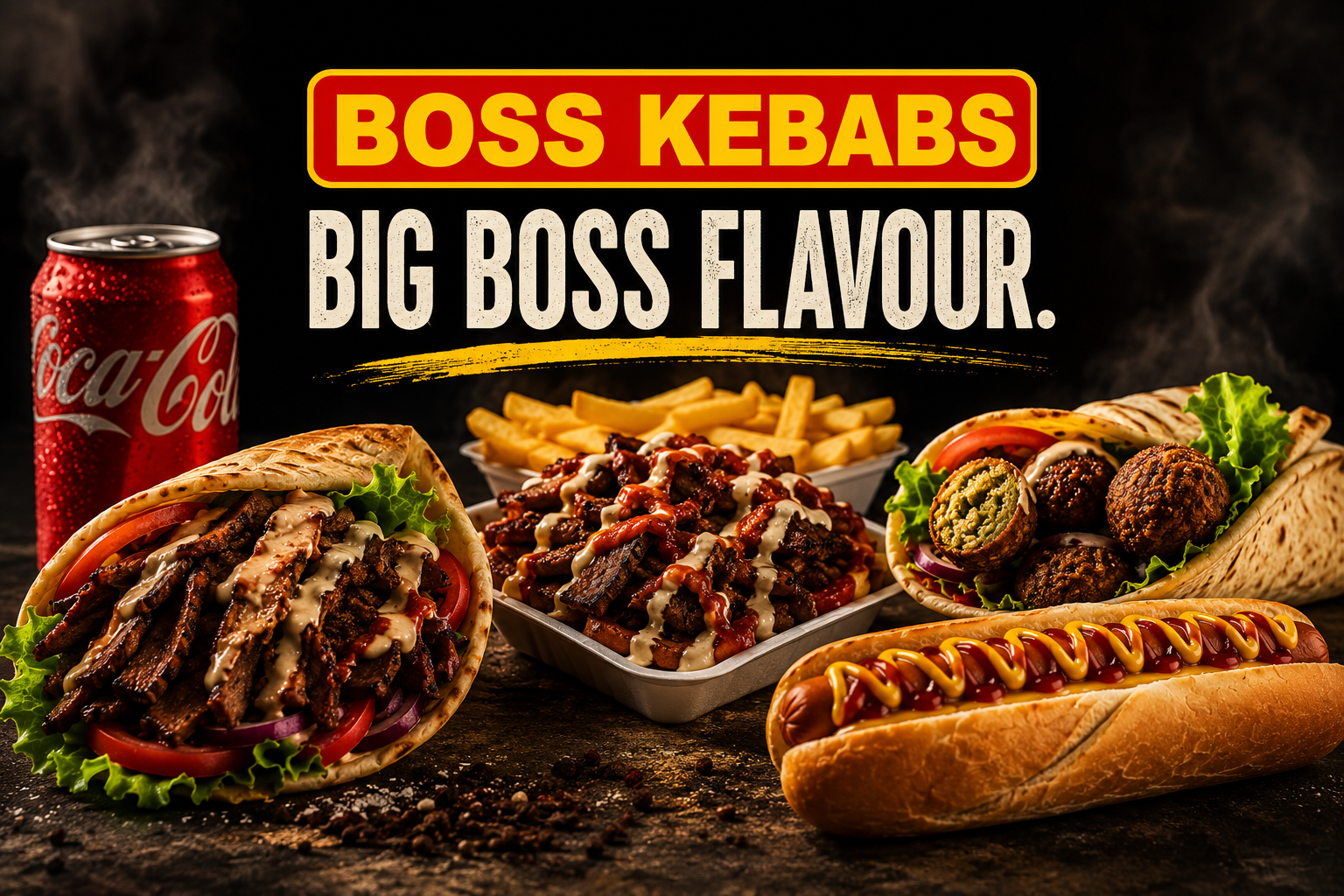 Boss Kebabs — beef kebab, snack pack and hot dog